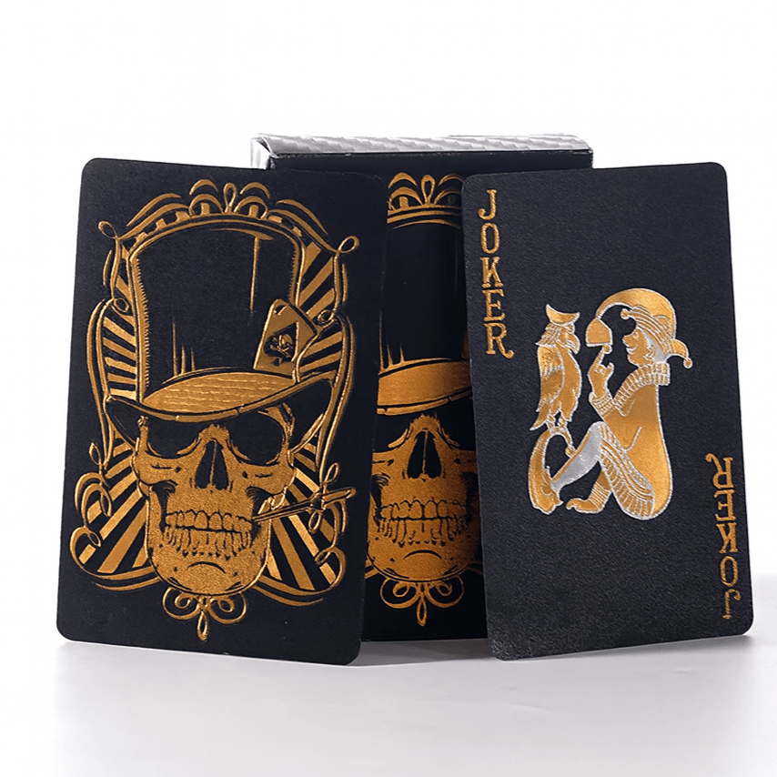 Black and Gold Skull Playing Cards | Luxury Waterproof Poker Deck